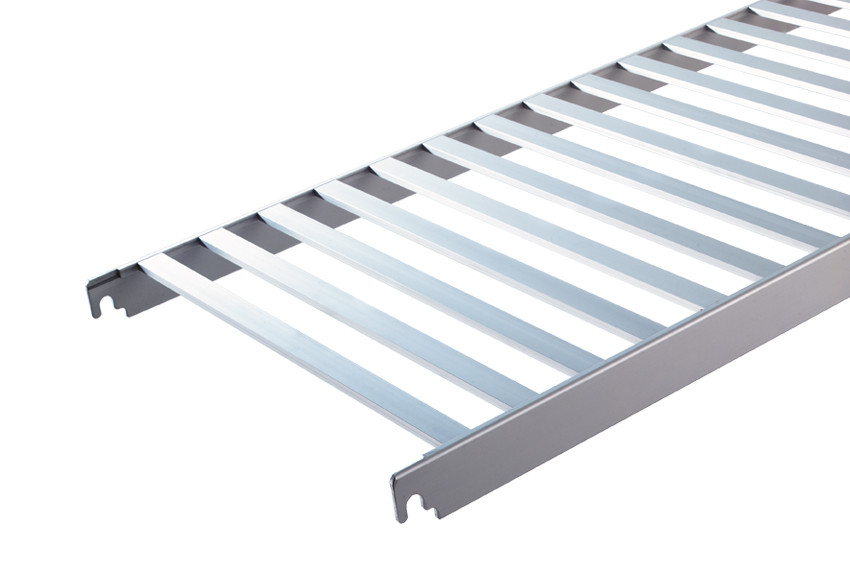 Linum LN150 <p>Anodised aluminium structure with aluminium <u><strong>grid</strong></u><strong><u> or closed</u> </strong>shelves</p>